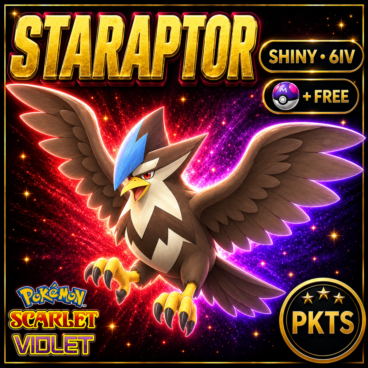 Shiny Staraptor 6IV Pokémon Scarlet Violet Link Trade | PKTS