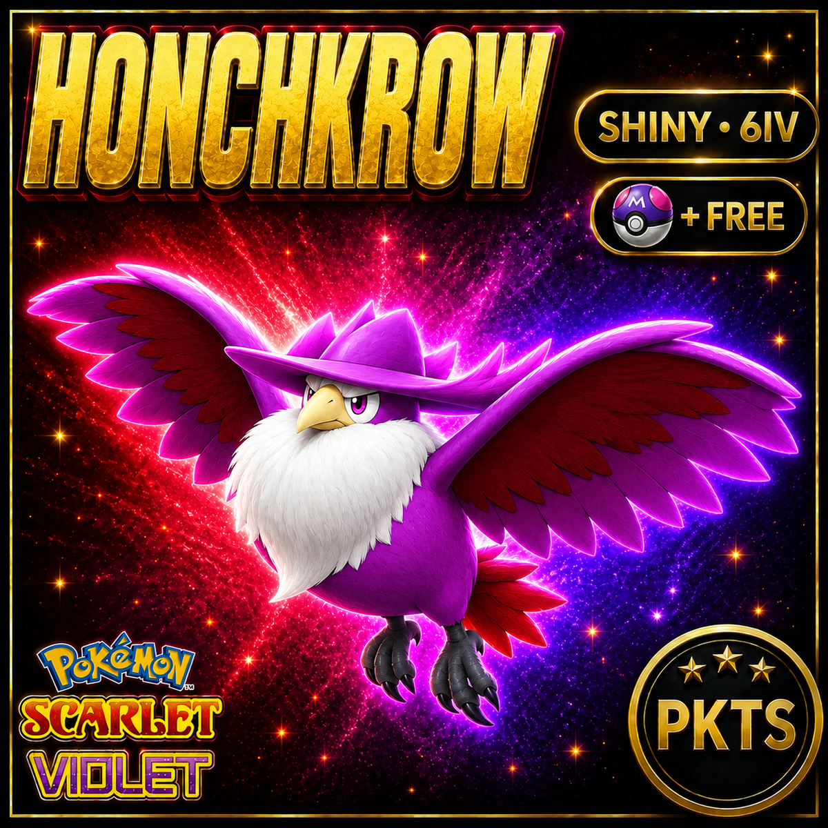 Shiny Honchkrow 6IV Pokémon Scarlet Violet Link Trade | PKTS