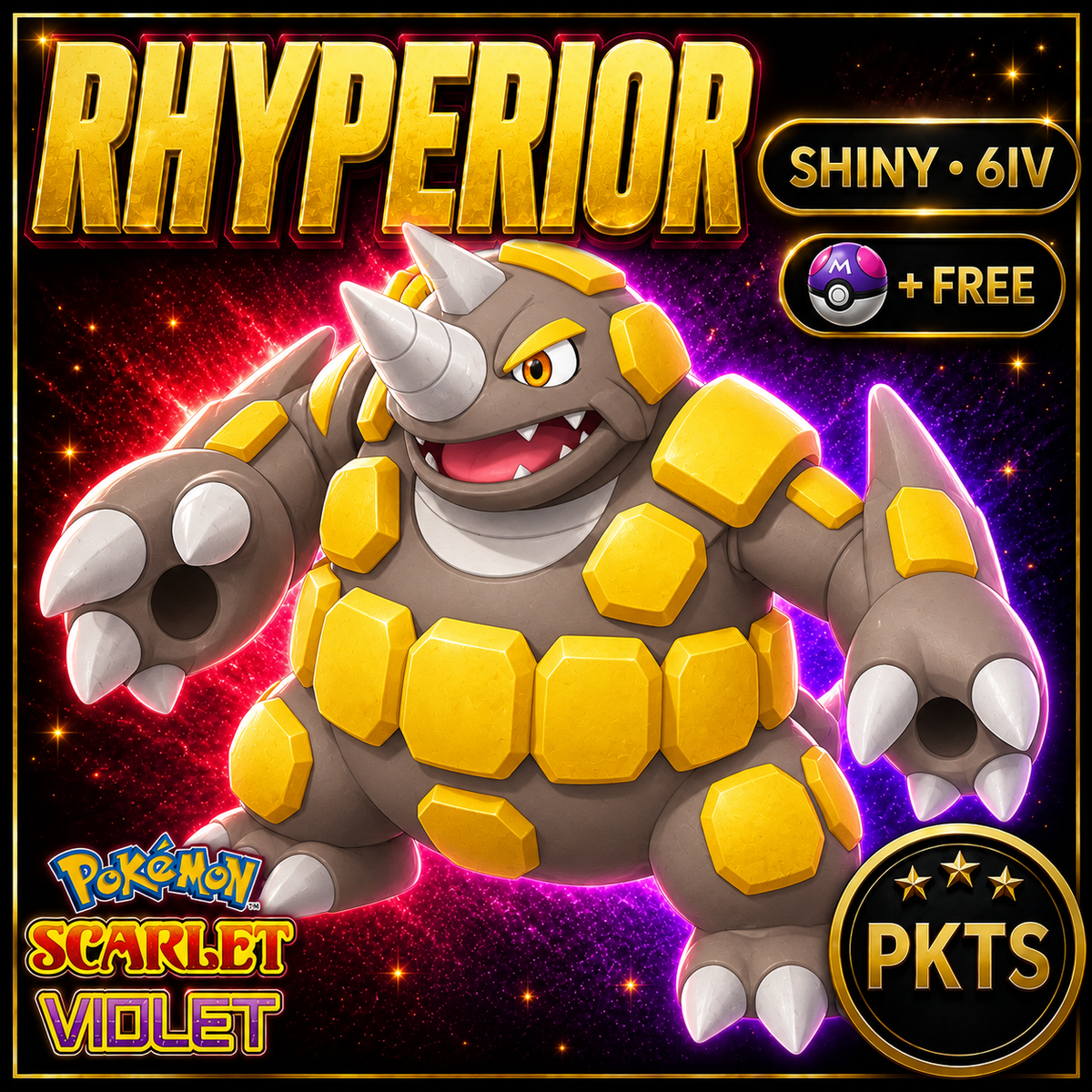 Shiny Rhyperior 6IV Pokémon Scarlet Violet Link Trade | PKTS