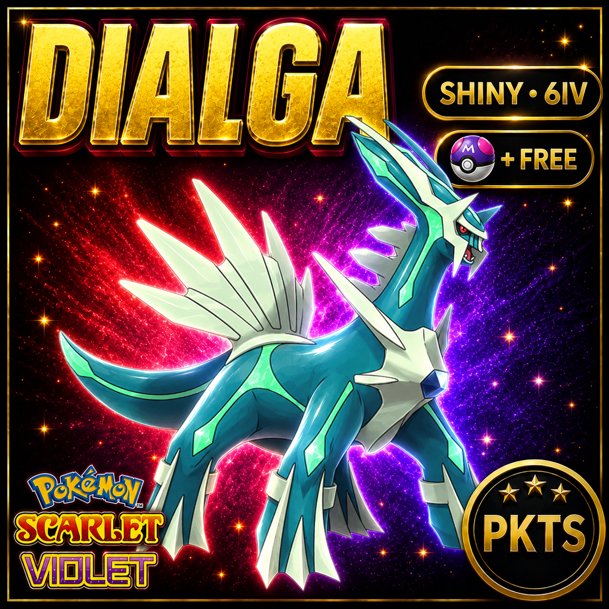 Shiny Dialga 6IV Pokémon Scarlet Violet Link Trade | PKTS