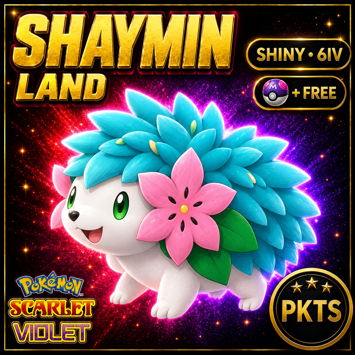 Shiny Shaymin Land 6IV Pokémon Scarlet Violet Link Trade | PKTS