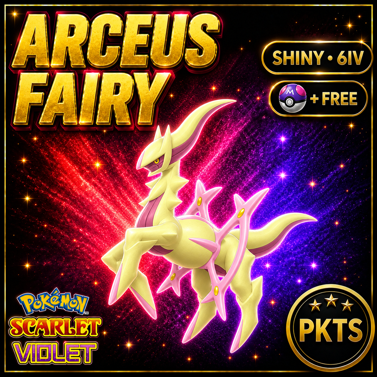Shiny Arceus Fairy 6IV Pokémon Scarlet Violet Link Trade | PKTS