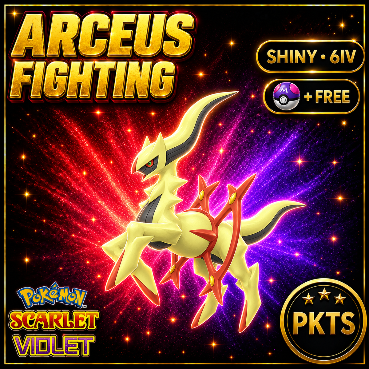 Shiny Arceus Fighting 6IV Pokémon Scarlet Violet Link Trade | PKTS
