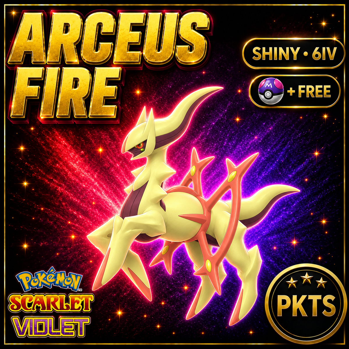 Shiny Arceus Fire 6IV Pokémon Scarlet Violet Link Trade | PKTS