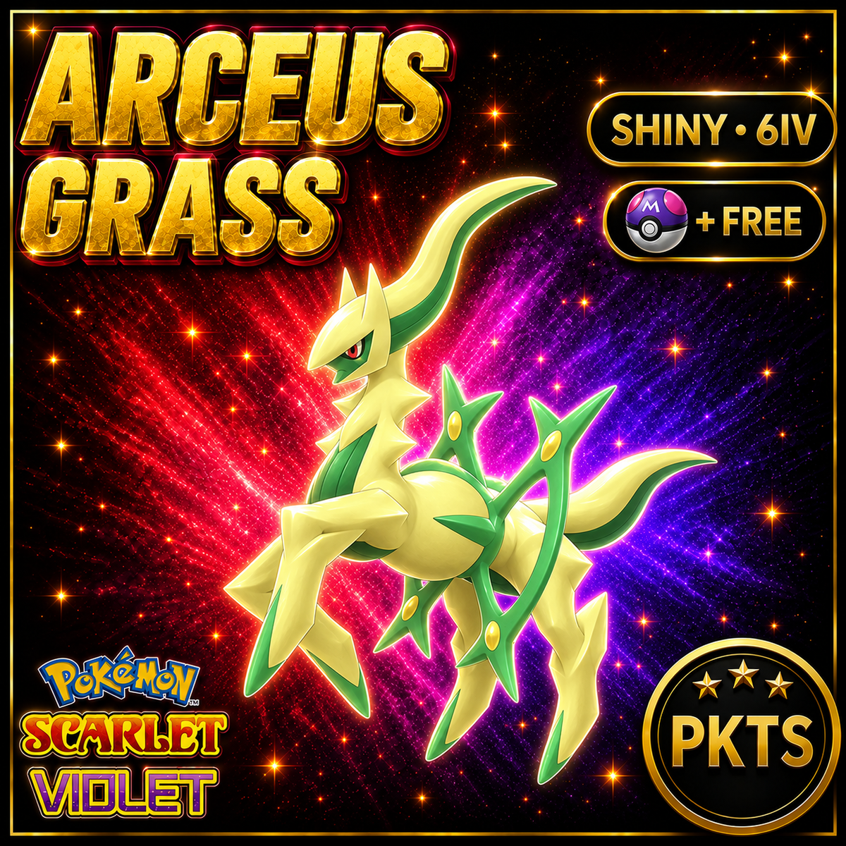 Shiny Arceus Grass 6IV Pokémon Scarlet Violet Link Trade | PKTS