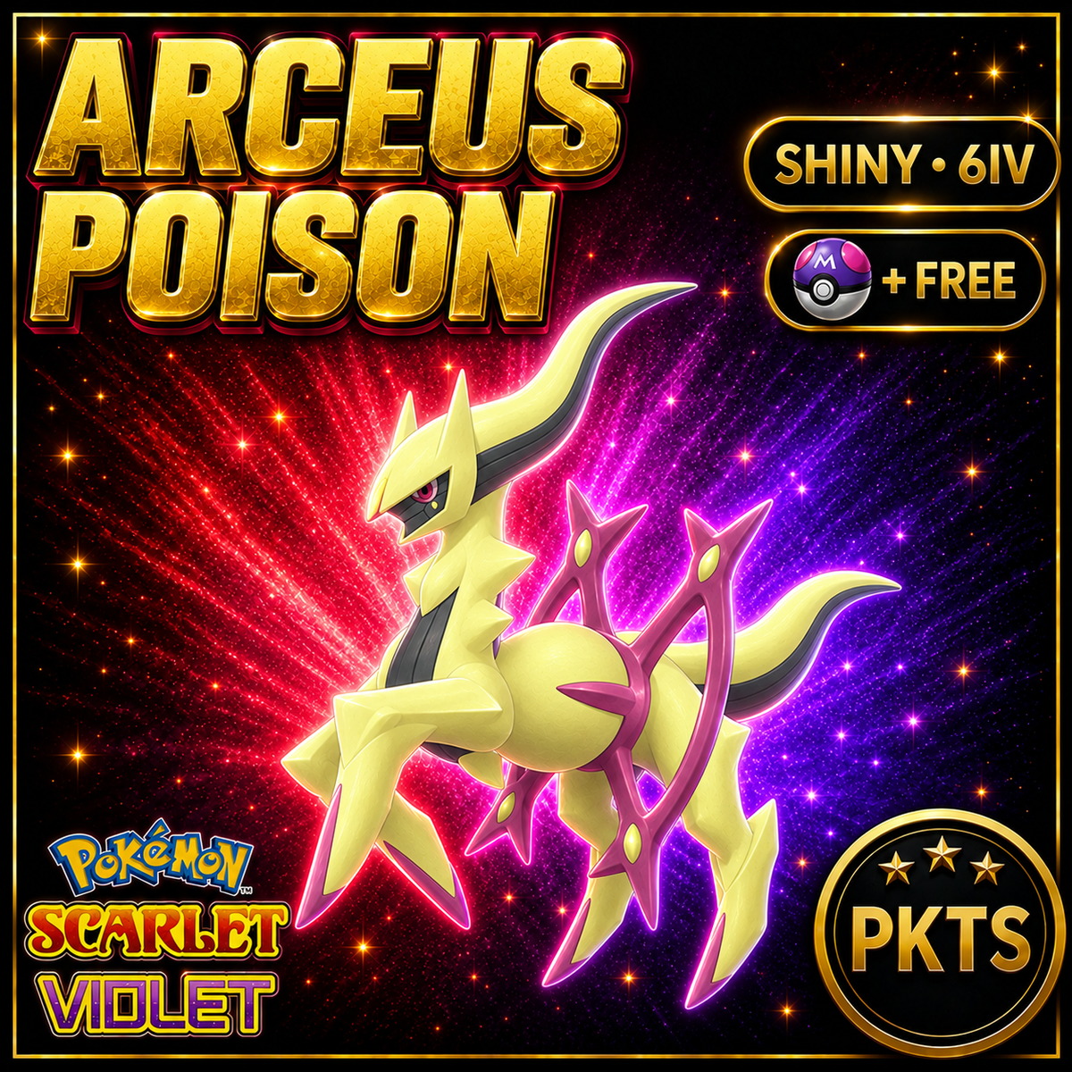 Shiny Arceus Poison 6IV Pokémon Scarlet Violet Link Trade | PKTS