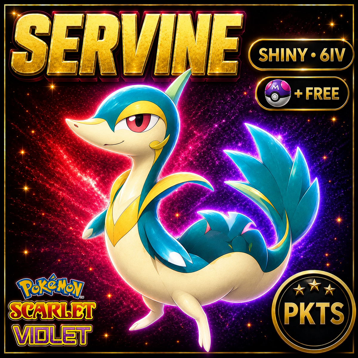 Shiny Servine 6IV Pokémon Scarlet Violet Link Trade | PKTS