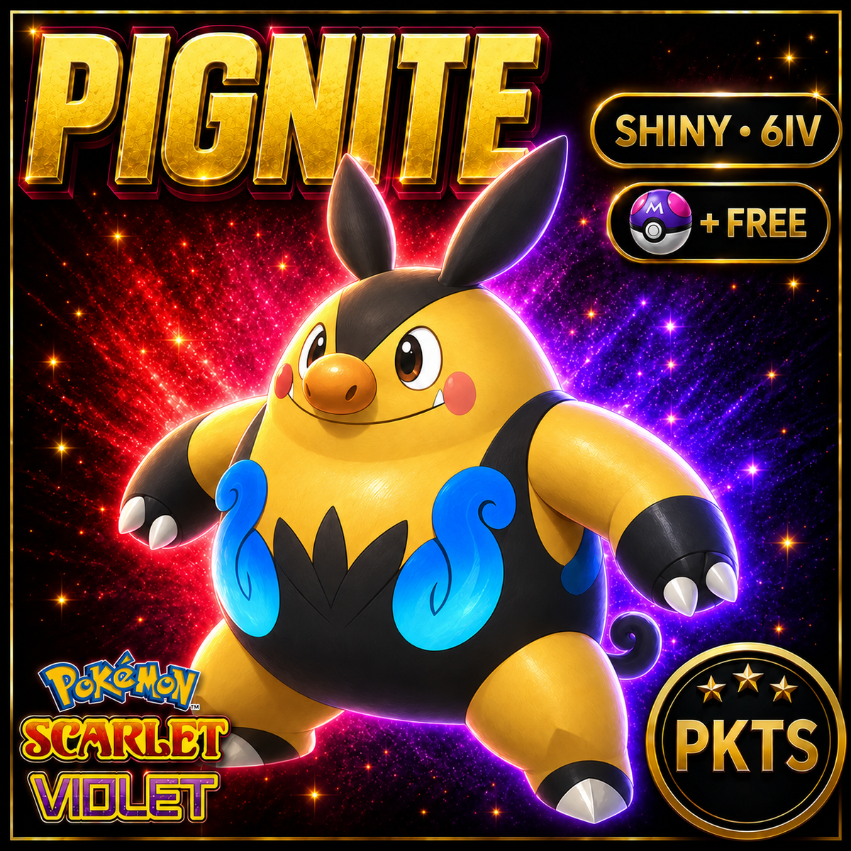 Shiny Pignite 6IV Pokémon Scarlet Violet Link Trade | PKTS