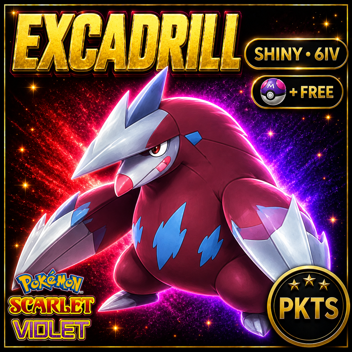 Shiny Excadrill 6IV Pokémon Scarlet Violet Link Trade | PKTS