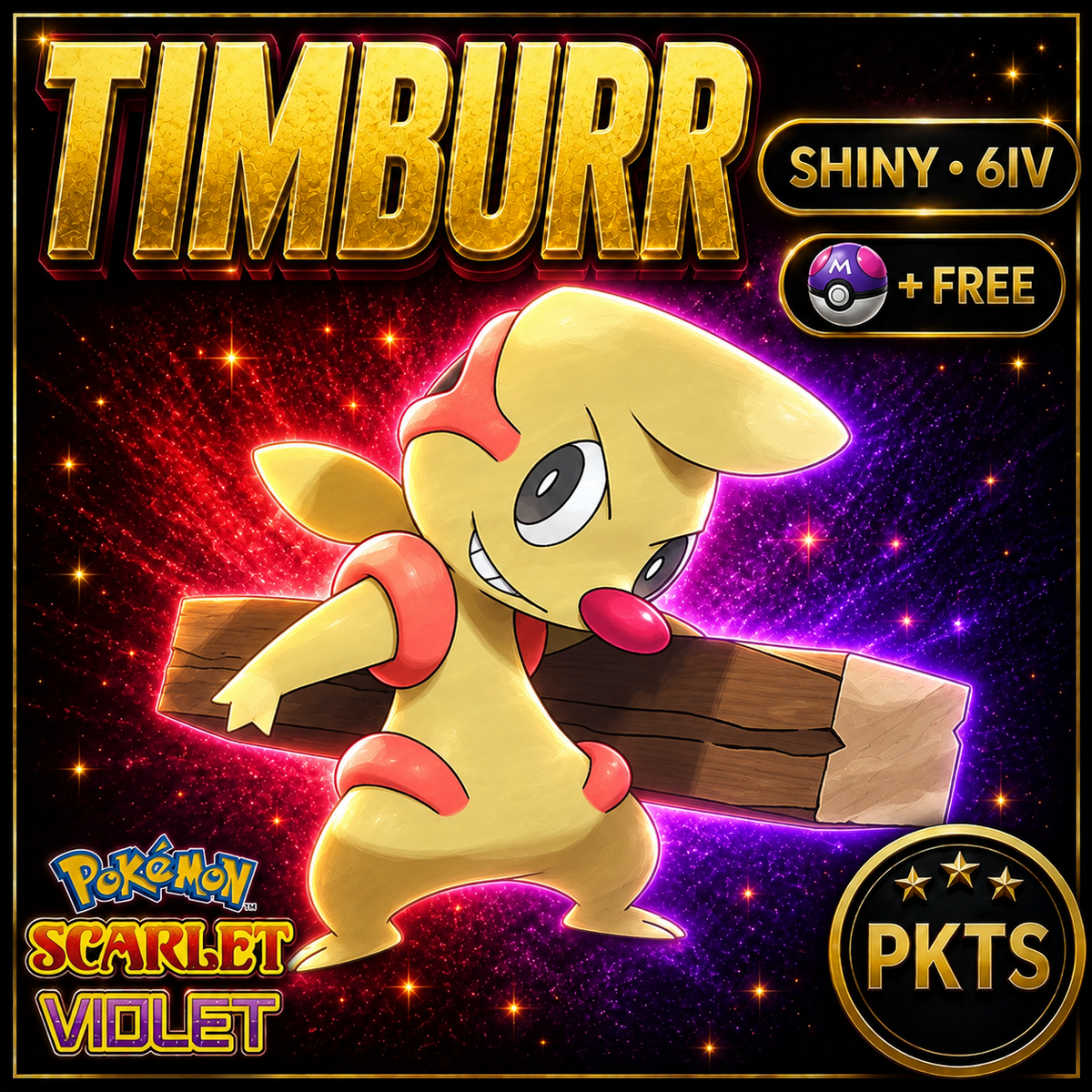 Shiny Timburr 6IV Pokémon Scarlet Violet Link Trade | PKTS