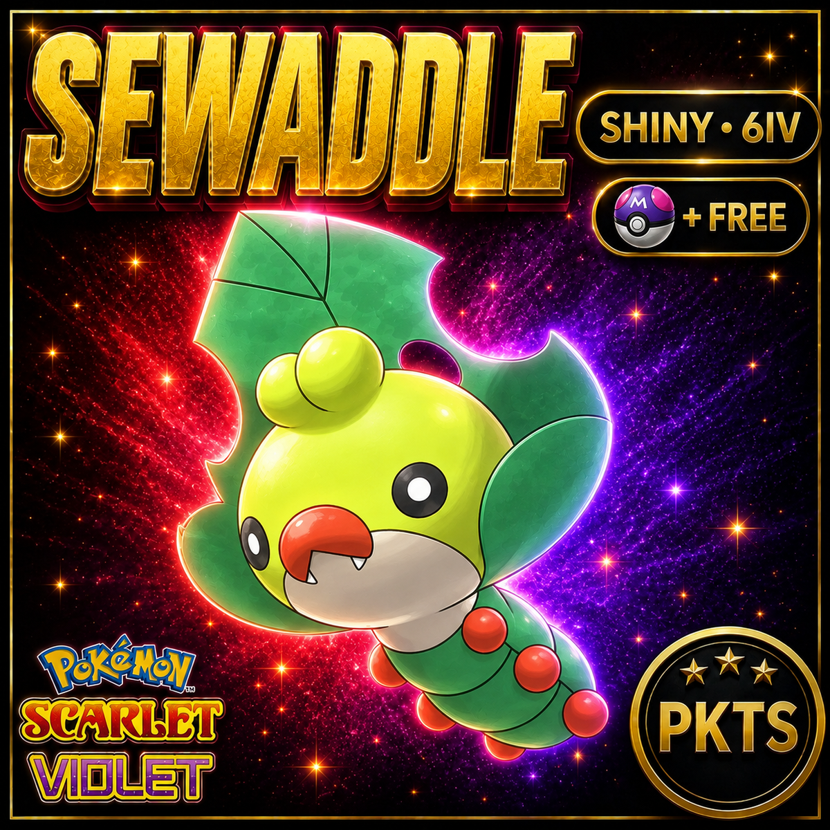 Shiny Sewaddle 6IV Pokémon Scarlet Violet Link Trade | PKTS