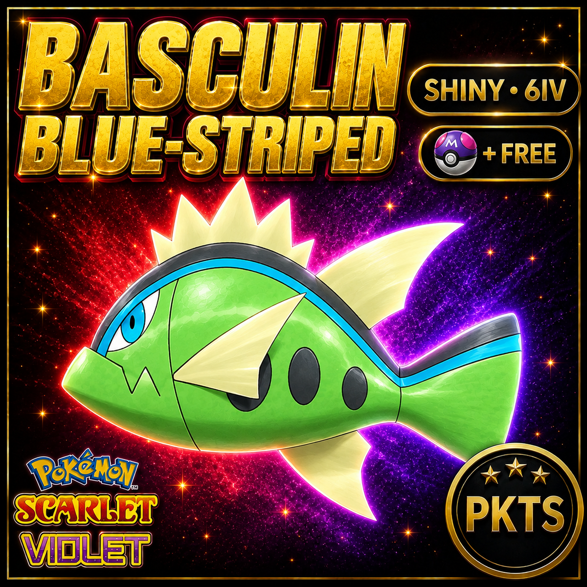 Shiny Basculin Blue-Striped 6IV Pokémon Scarlet Violet Link Trade | PKTS