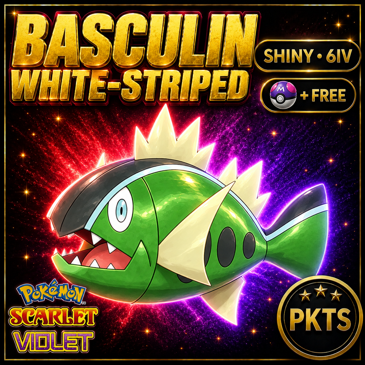 Shiny Basculin White-Striped 6IV Pokémon Scarlet Violet Link Trade | PKTS