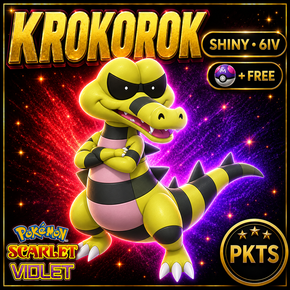 Shiny Krokorok 6IV Pokémon Scarlet Violet Link Trade | PKTS