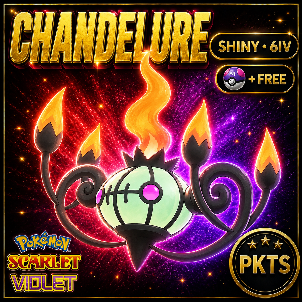 Shiny Chandelure 6IV Pokémon Scarlet Violet Link Trade | PKTS