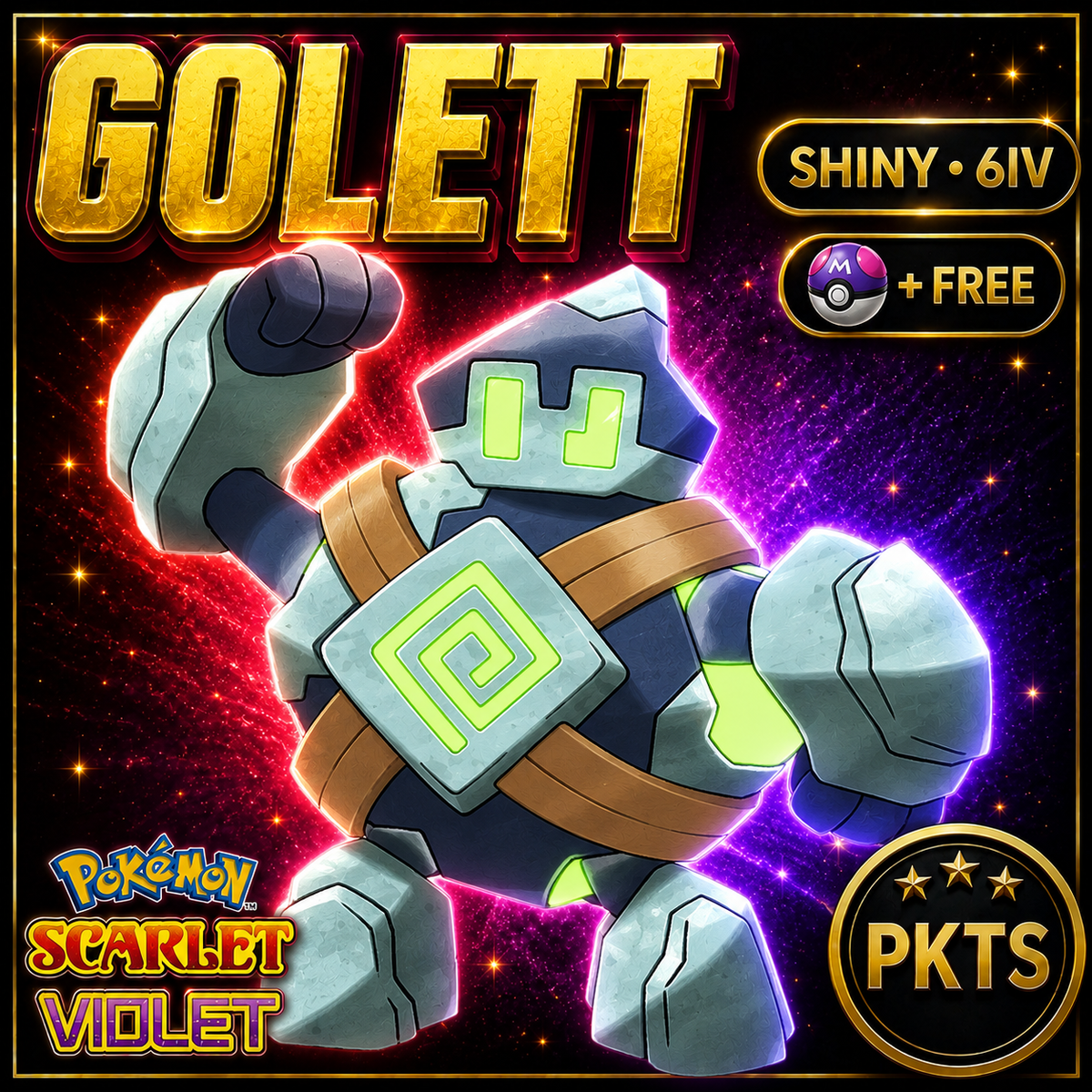 Shiny Golett 6IV Pokémon Scarlet Violet Link Trade | PKTS
