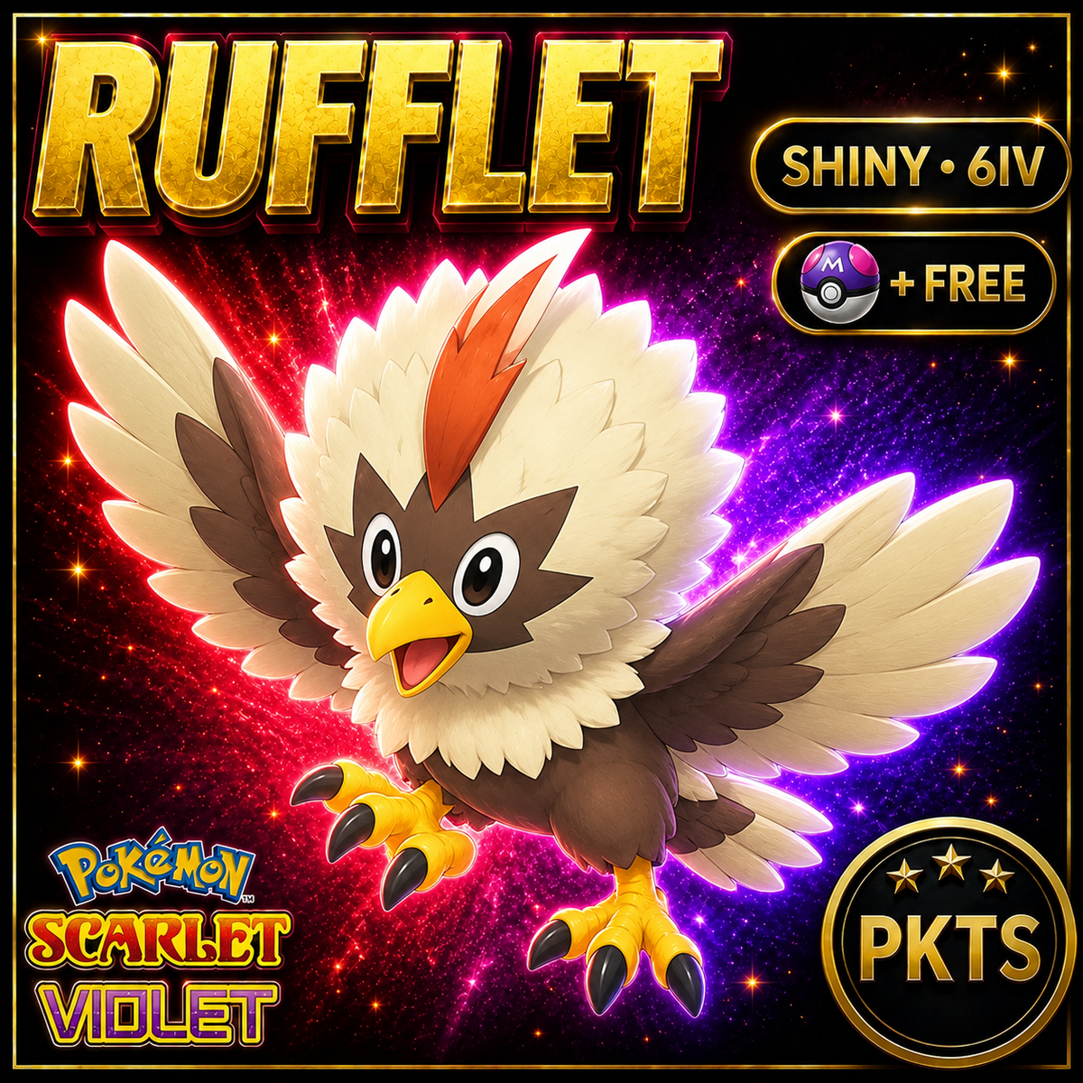 Shiny Rufflet 6IV Pokémon Scarlet Violet Link Trade | PKTS