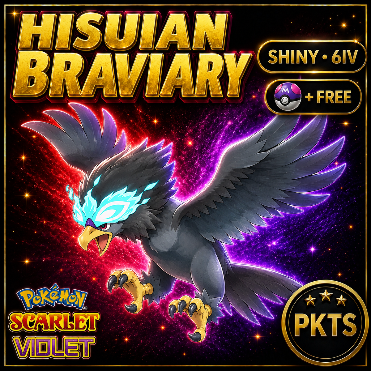 Shiny Hisuian Braviary 6IV Pokémon Scarlet Violet Link Trade | PKTS