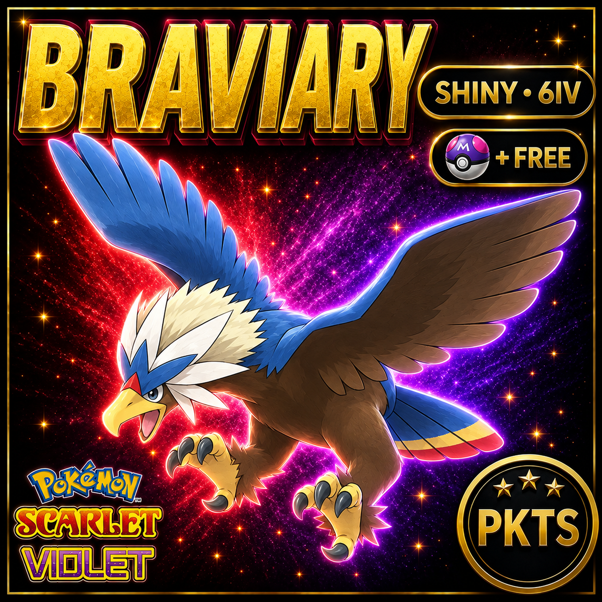 Shiny Braviary 6IV Pokémon Scarlet Violet Link Trade | PKTS