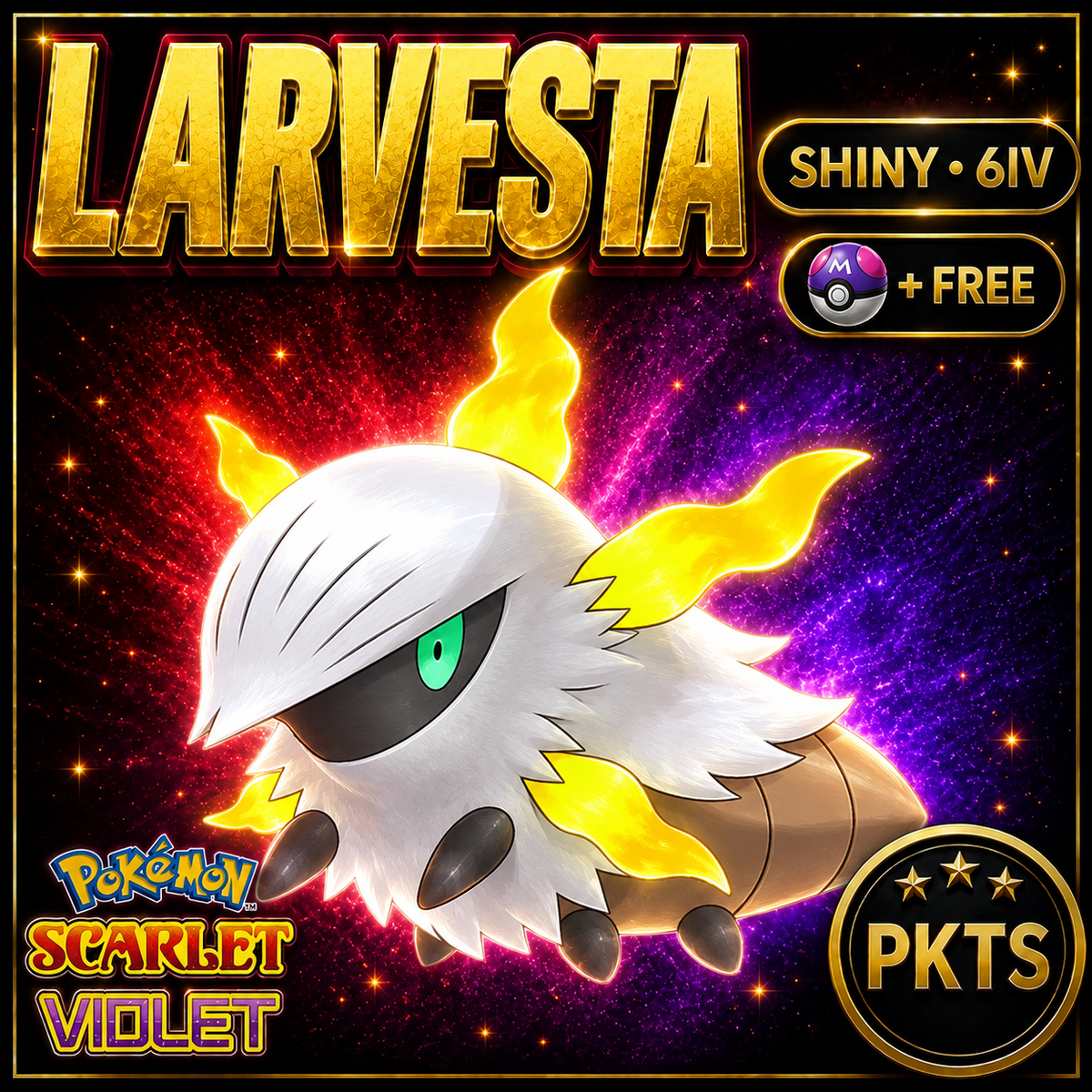 Shiny Larvesta 6IV Pokémon Scarlet Violet Link Trade | PKTS