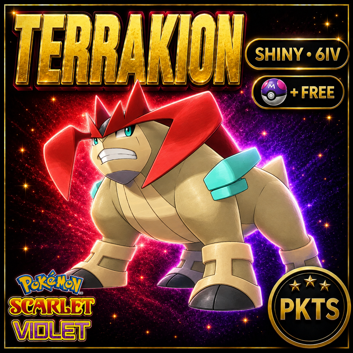 Shiny Terrakion 6IV Pokémon Scarlet Violet Link Trade | PKTS