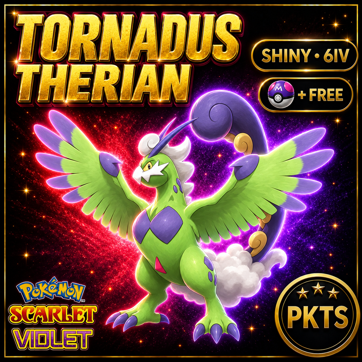 Shiny Tornadus Therian 6IV Pokémon Scarlet Violet Link Trade | PKTS