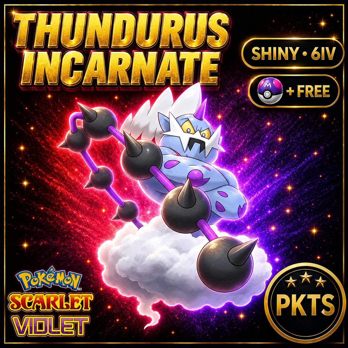 Shiny Thundurus Incarnate 6IV Pokémon Scarlet Violet Link Trade | PKTS