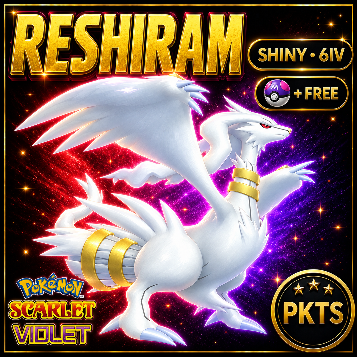 Shiny Reshiram 6IV Pokémon Scarlet Violet Link Trade | PKTS