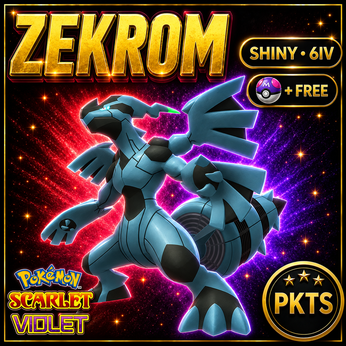 Shiny Zekrom 6IV Pokémon Scarlet Violet Link Trade | PKTS