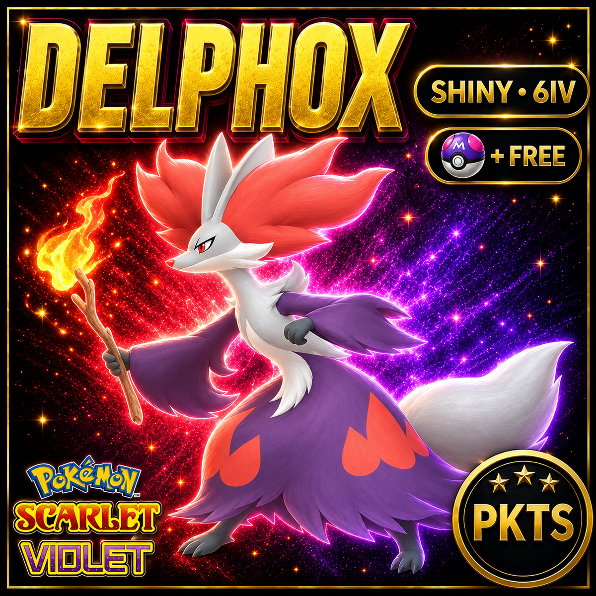 Shiny Delphox 6IV Pokémon Scarlet Violet Link Trade | PKTS