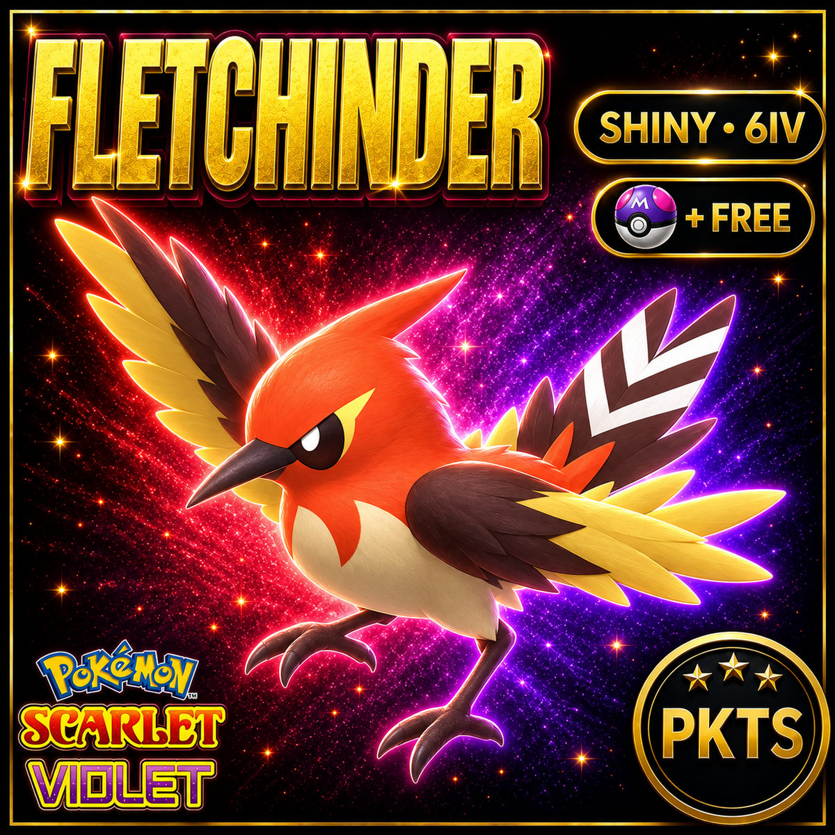 Shiny Fletchinder 6IV Pokémon Scarlet Violet Link Trade | PKTS