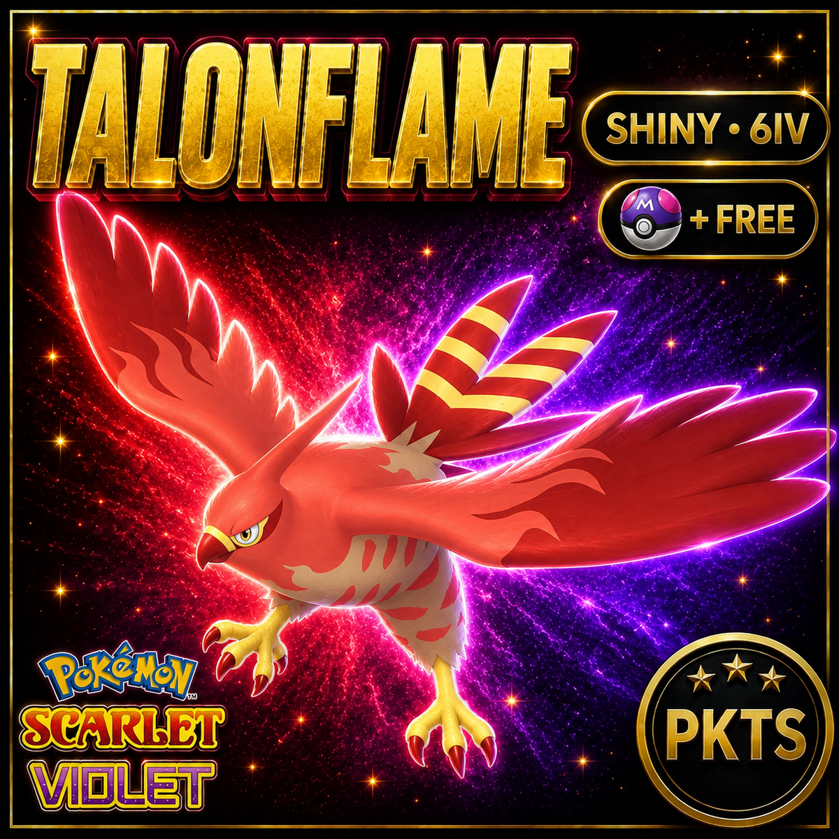 Shiny Talonflame 6IV Pokémon Scarlet Violet Link Trade | PKTS
