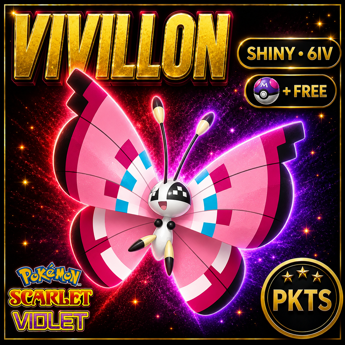 Shiny Vivillon Meadow 6IV Pokémon Scarlet Violet Link Trade | PKTS