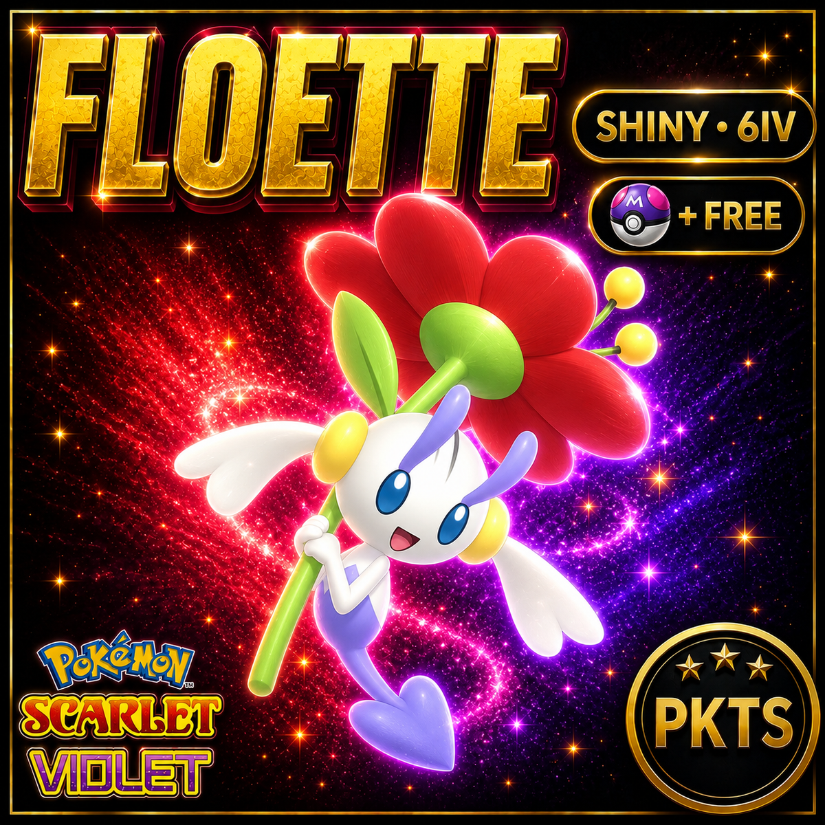 Shiny Floette Red Flower 6IV Pokémon Scarlet Violet Link Trade | PKTS