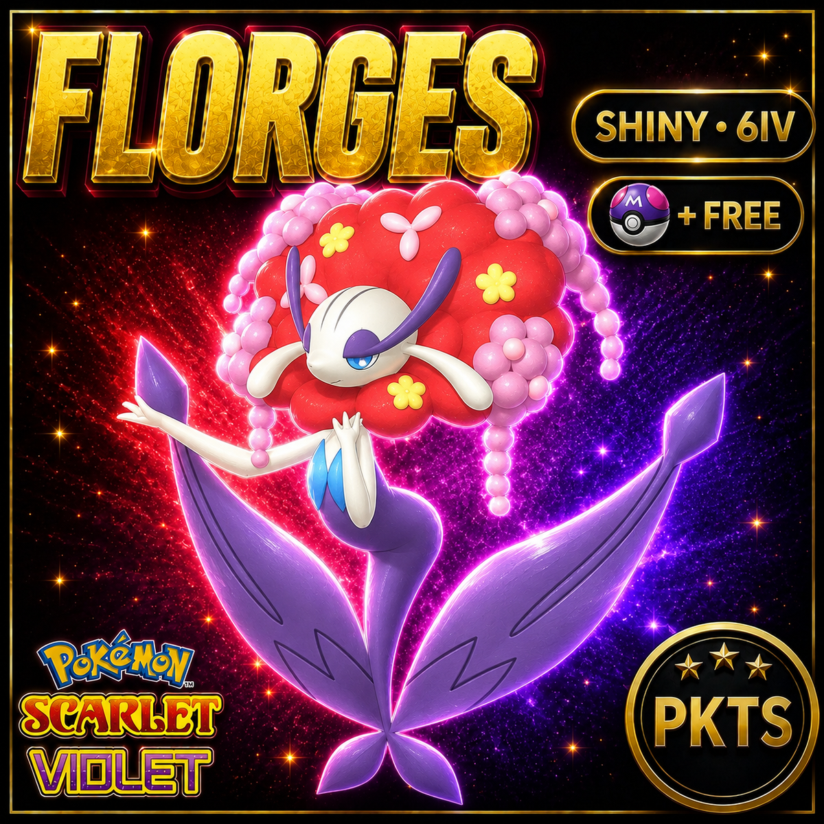 Shiny Florges Red Flower 6IV Pokémon Scarlet Violet Link Trade | PKTS