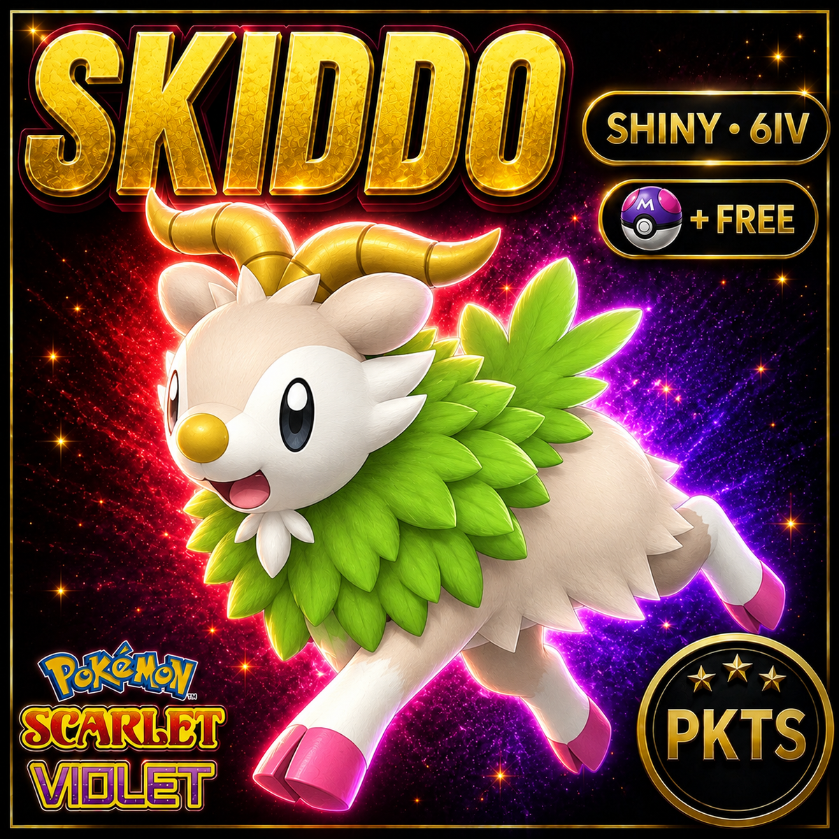 Shiny Skiddo 6IV Pokémon Scarlet Violet Link Trade | PKTS