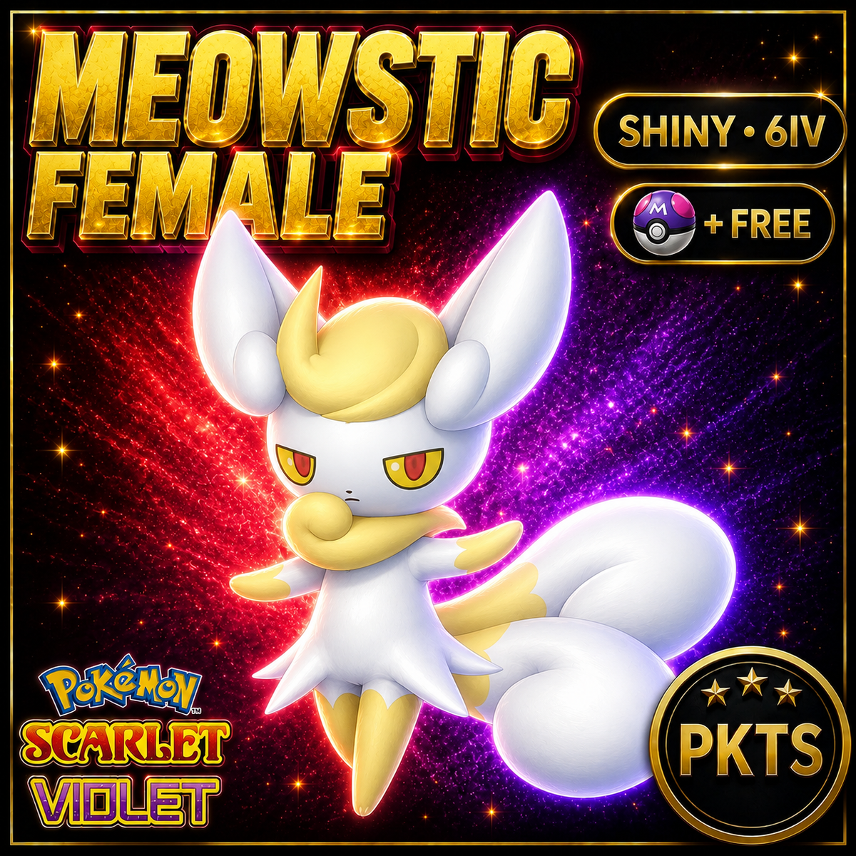 Shiny Meowstic Female 6IV Pokémon Scarlet Violet Link Trade | PKTS