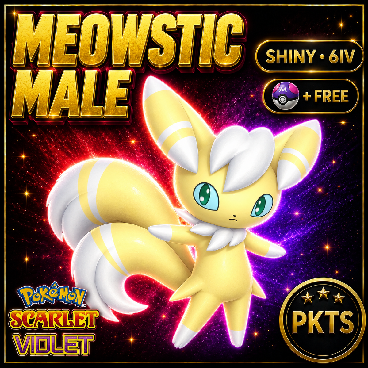 Shiny Meowstic Male 6IV Pokémon Scarlet Violet Link Trade | PKTS