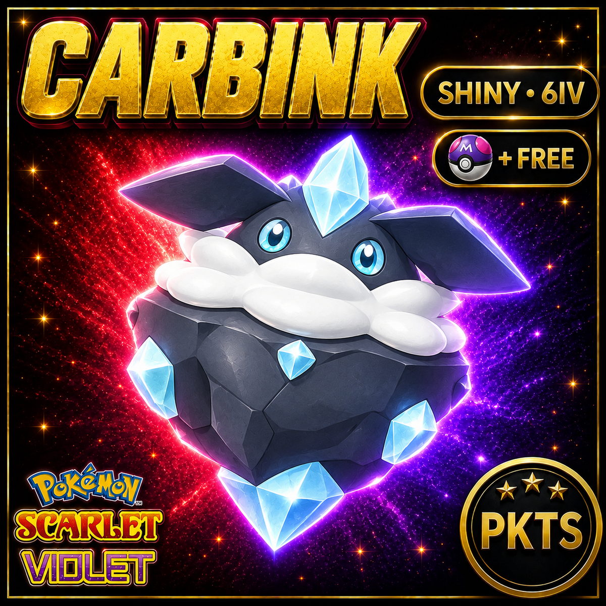 Shiny Carbink 6IV Pokémon Scarlet Violet Link Trade | PKTS