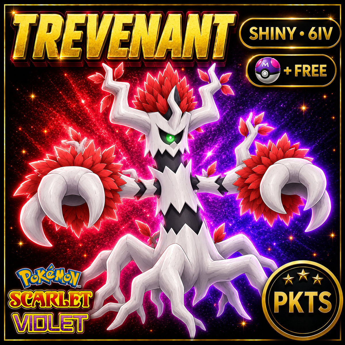 Shiny Trevenant 6IV Pokémon Scarlet Violet Link Trade | PKTS