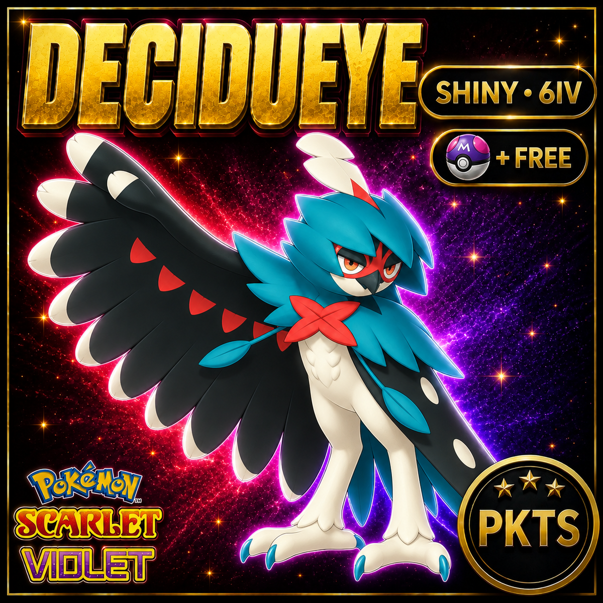 Shiny Decidueye 6IV Pokémon Scarlet Violet Link Trade | PKTS