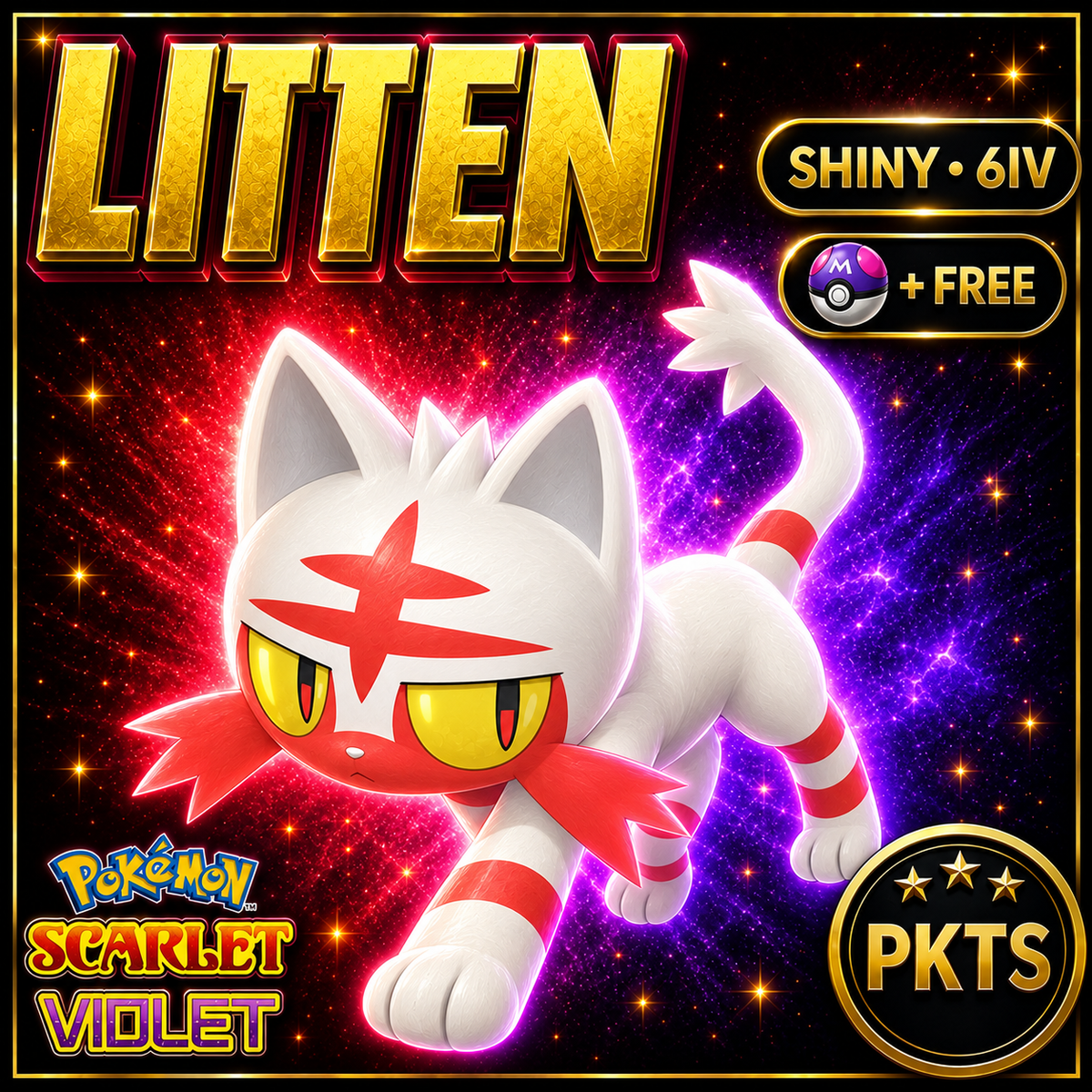 Shiny Litten 6IV Pokémon Scarlet Violet Link Trade | PKTS