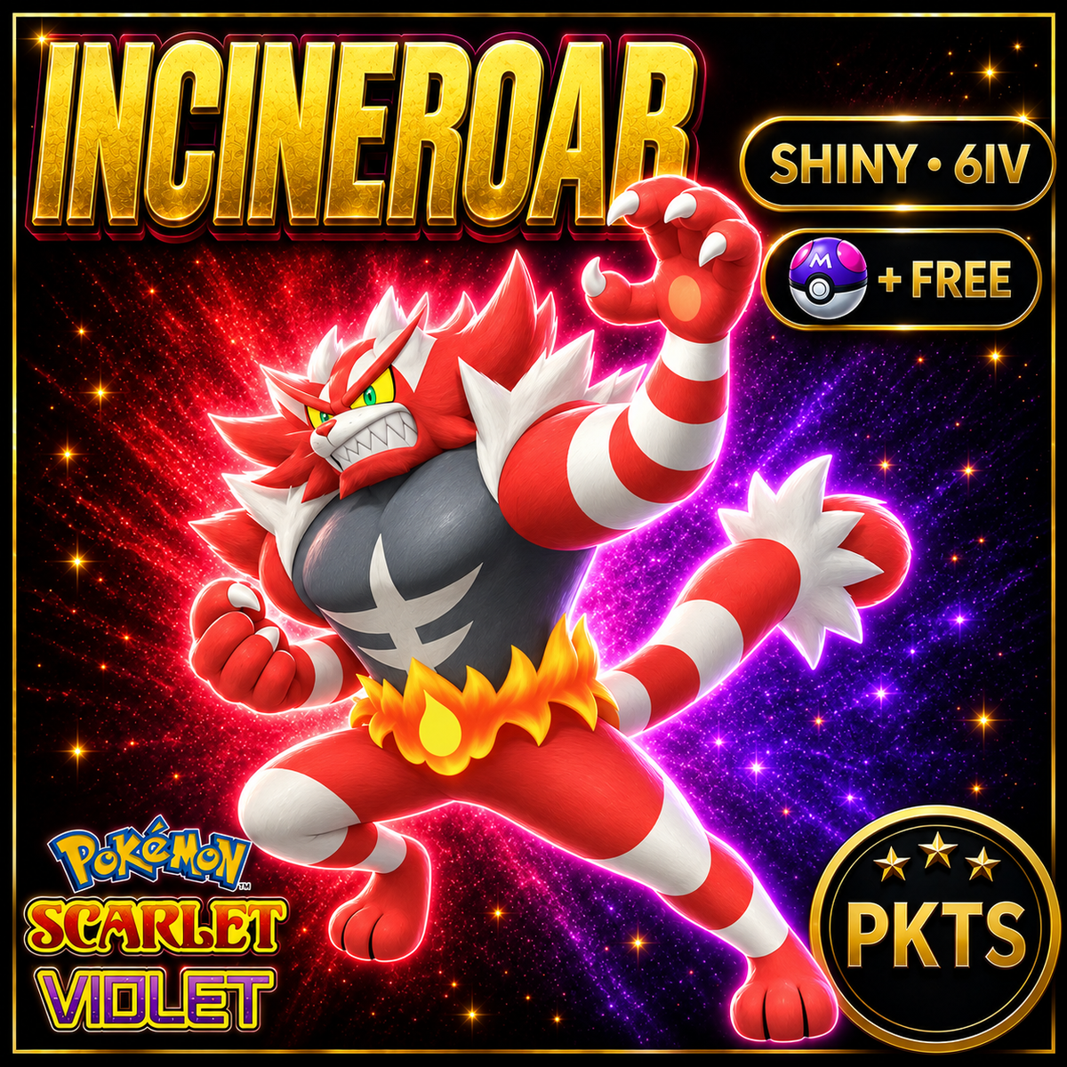 Shiny Incineroar 6IV Pokémon Scarlet Violet Link Trade | PKTS