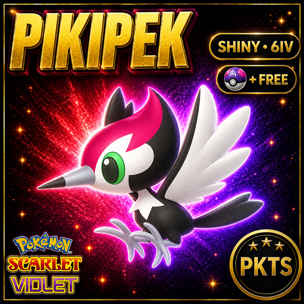 Shiny Pikipek 6IV Pokémon Scarlet Violet Link Trade | PKTS