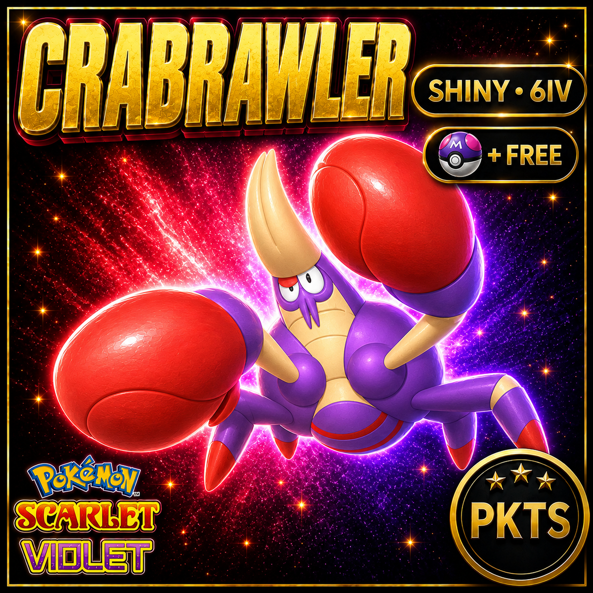 Shiny Crabrawler 6IV Pokémon Scarlet Violet Link Trade | PKTS