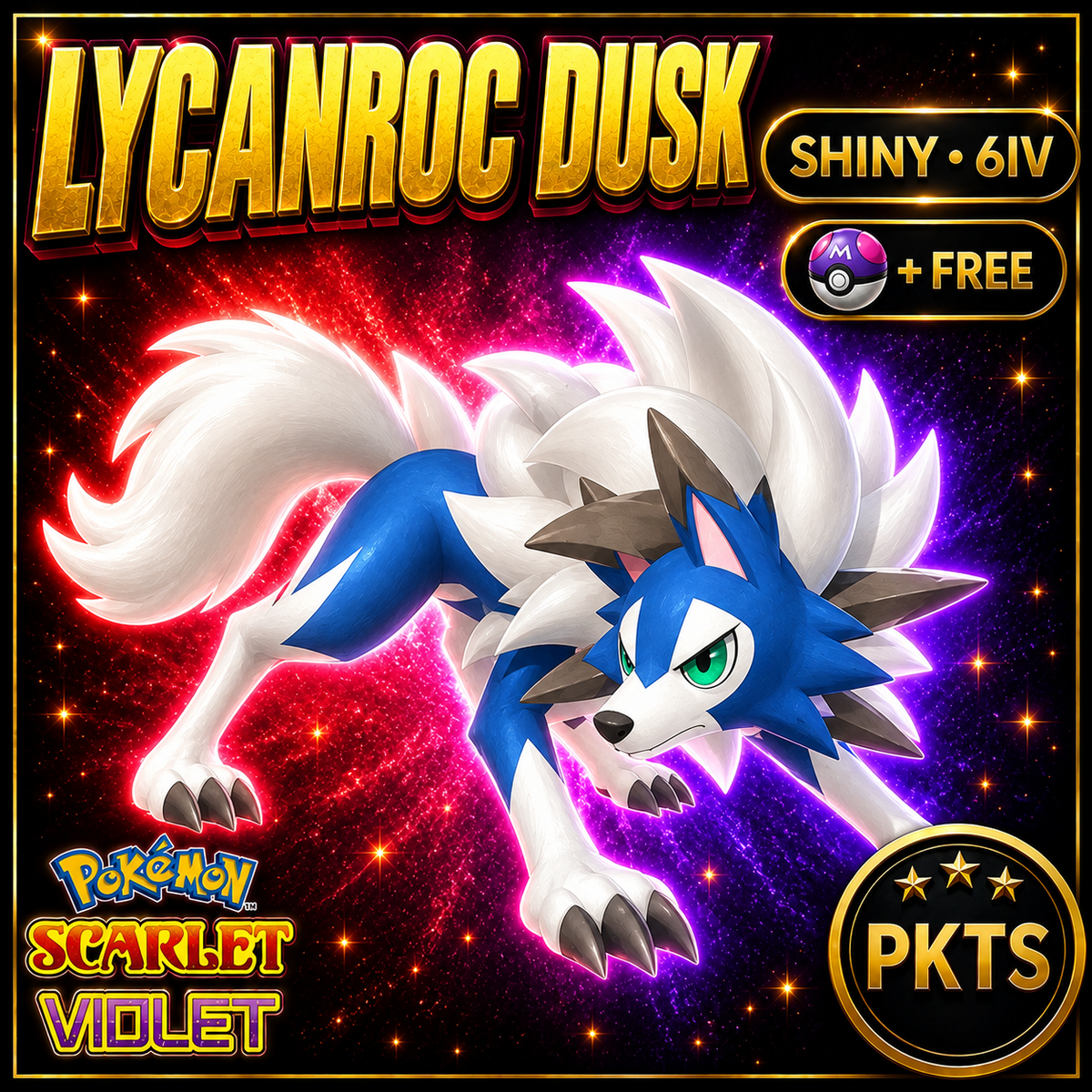 Shiny Lycanroc Dusk 6IV Pokémon Scarlet Violet Link Trade | PKTS