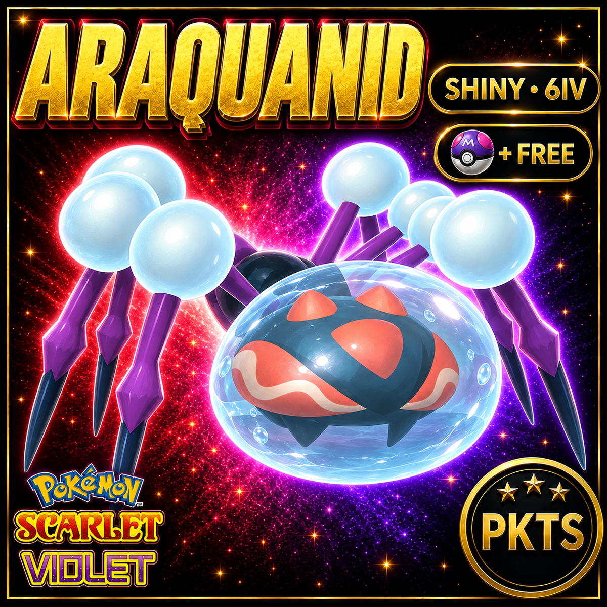 Shiny Araquanid 6IV Pokémon Scarlet Violet Link Trade | PKTS