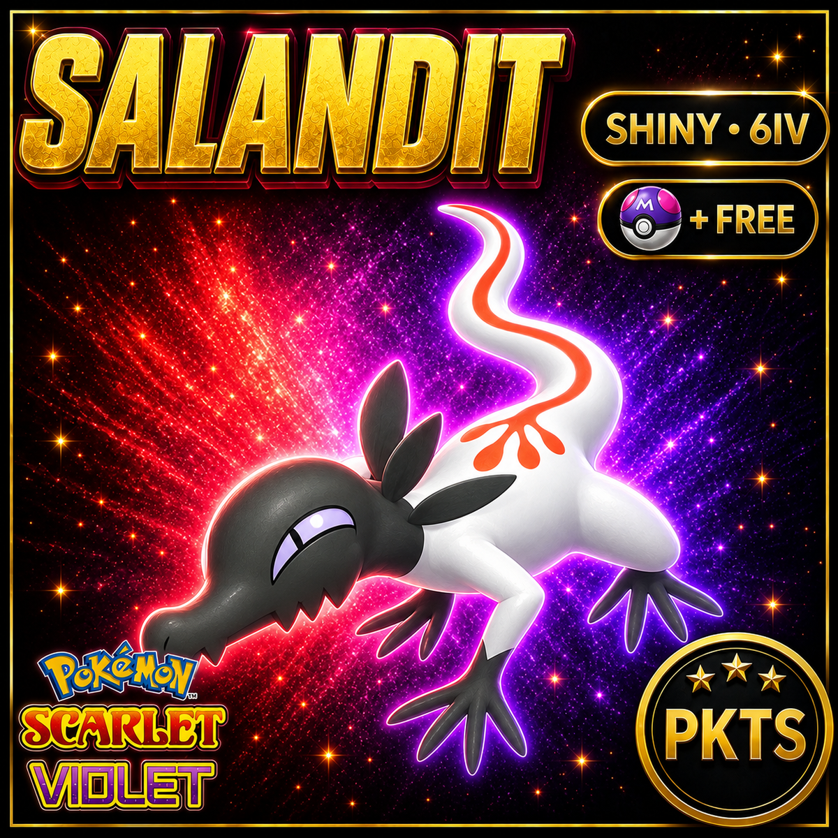 Shiny Salandit 6IV Pokémon Scarlet Violet Link Trade | PKTS