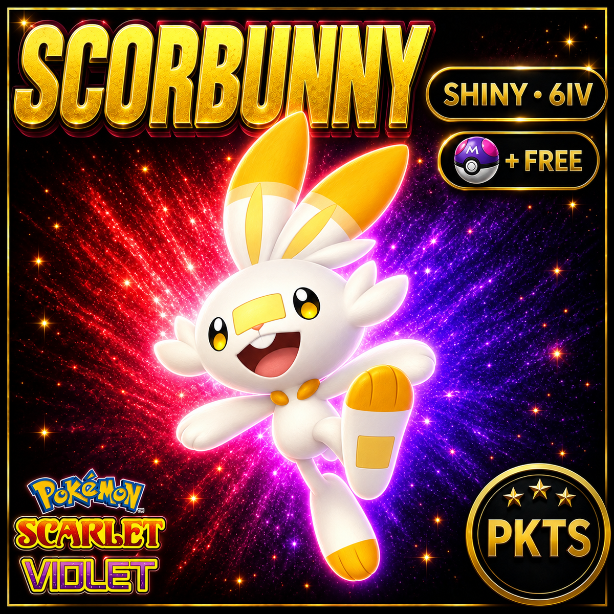 Shiny Scorbunny 6IV Pokémon Scarlet Violet Link Trade | PKTS