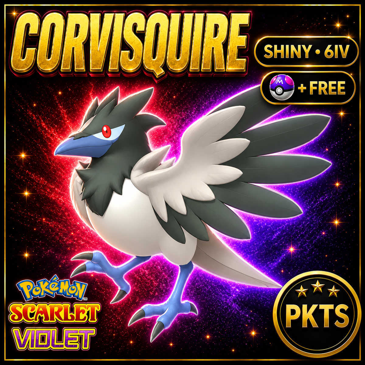Shiny Corvisquire 6IV Pokémon Scarlet Violet Link Trade | PKTS